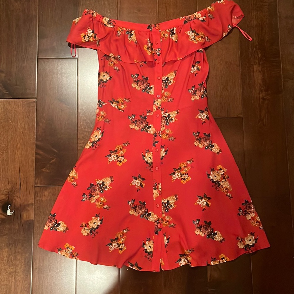 Zara off the shoulder red floral dress